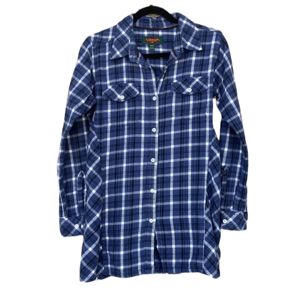 FLYSHACKER Blue Plaid Button Down Flannel